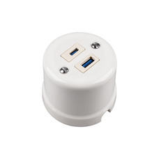 FND UTANPÅLIGGANDE USB A+C LADDSTATION VIT PORSLIN