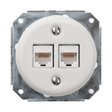 FND 2XRJ45 CAT6 DATAUTTAG VIT PORSLIN