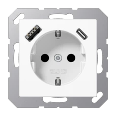 JUNG AS VIT VÄGGUTTAG MED USB A + C UTTAG