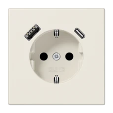 JUNG LS IVORY VÄGGUTTAG MED USB A + C UTTAG