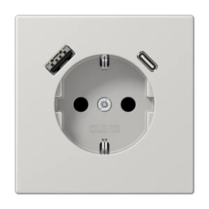 JUNG LS GRÅ VÄGGUTTAG MED USB A + C UTTAG