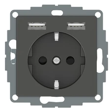 MERTEN ANTRACIT VÄGGUTTAG MED USB 2.4A UTTAG